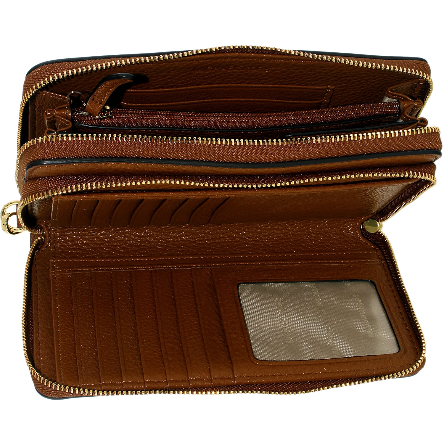 Michael Kors Women's Large Adele Double Zip Leather Wallet Wristlet - Luggage | Walmart Canada