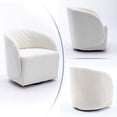 thumbnail image 6 of Aukfa Upholstered Accent Chair, Swivel Barrel Chair for Bedroom Living Room, Teddy - White, 6 of 8