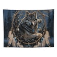 thumbnail image 5 of Nawypu Native American Wolf Dream Catcher Wall Tapestry Hanging Poster Lines Wall Art Painting with Tassels and Wooden Hanging Rod, 5 of 6