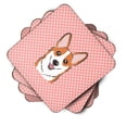 thumbnail image 2 of Carolines Treasures BB1254FC Checkerboard Pink Corgi Foam Coaster Set of 4 3 1/2 x 3 1/2 multicolor, 2 of 3