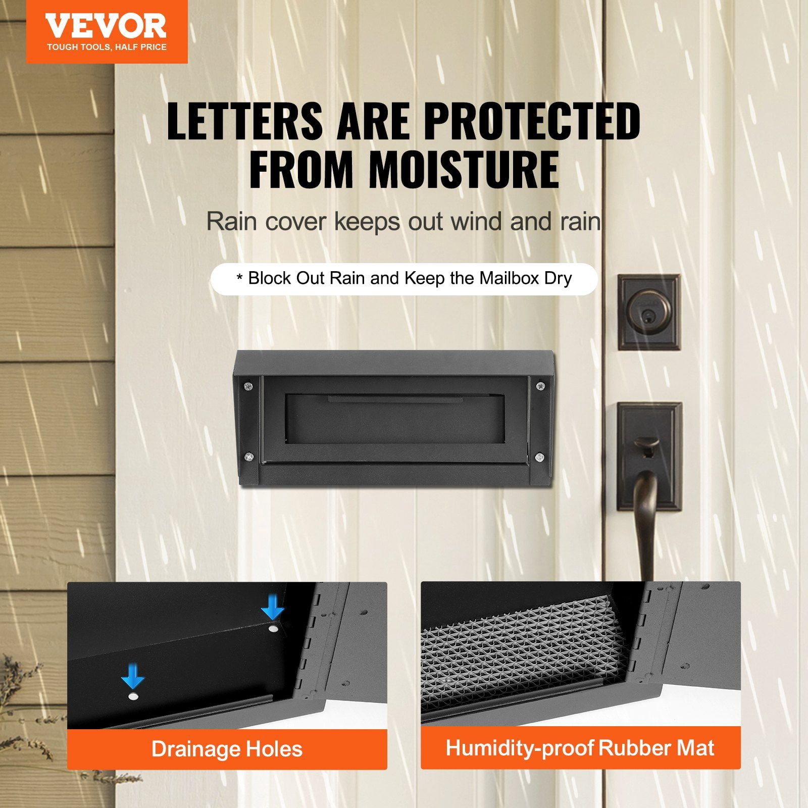 Heavy Duty Through The Door Key Drop Box, 12" Lockable Mail Slot, 12x6x16" Steel Mailbox, Black - Secure Package Delivery