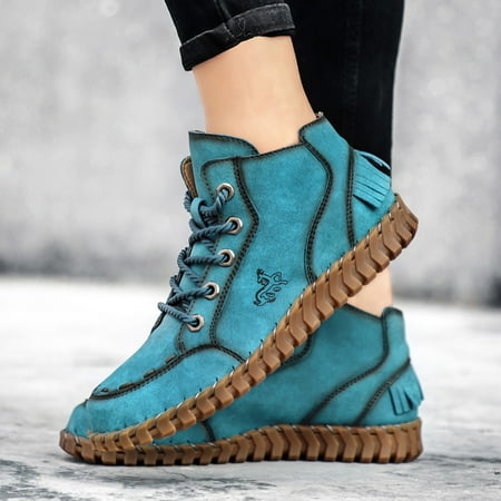 

ertutuyi 2022 women s new autumn and winter cross border foreign trade large size high top british style tassel boots casual short boots blue 38