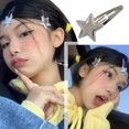 thumbnail image 2 of 10 piezas de accesorios para el cabello para niñas y adultos con clip pequeño y flequillo de estrella plateada, 2 of 6