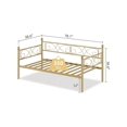 thumbnail image 5 of Twin Size Daybed Frame, Metal Daybed with Floral Headboard, Heavy Duty Steel Slats, Modern Gold Bed for Guest Room, 5 of 7