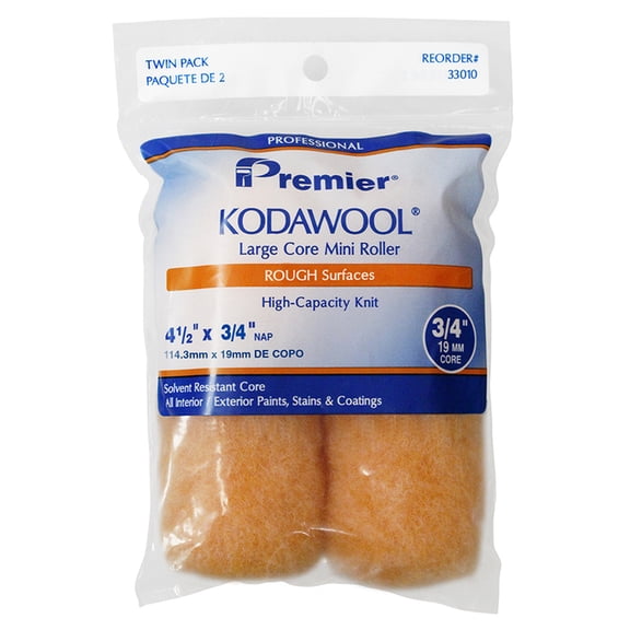 4-1/2” x 3/4” Nap Premier 33010 Kodawool Large Core Mini Roller Cover, 2-Pack