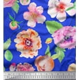 thumbnail image 1 of Soimoi polyester Crepe Fabric Leaves,Rose & Anemone Flower Printed Fabric 1 Yard 52 Inch Wide, 1 of 1