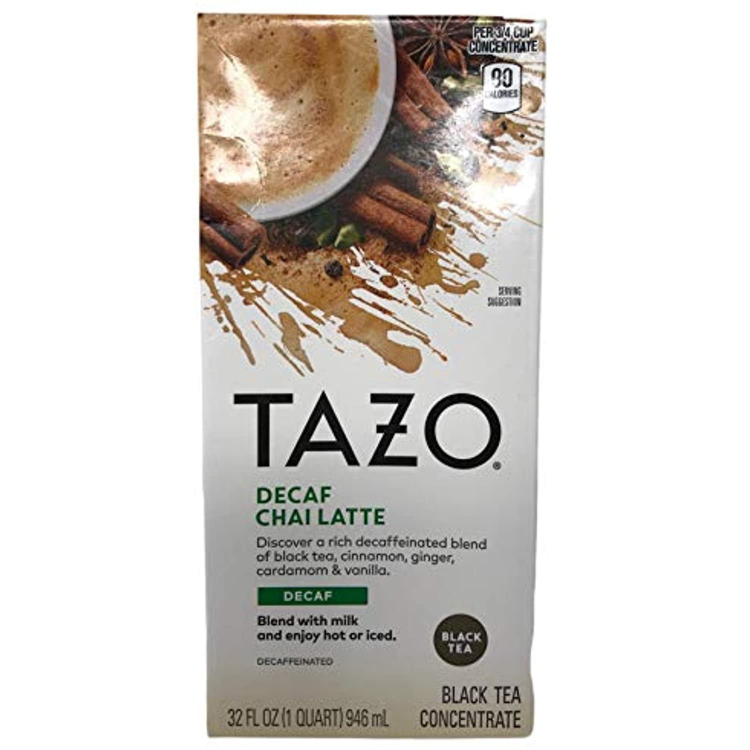 Tazo Chai Decaffeinated Tea Latte Liquid Concentrated Tea, Three (3
