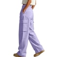 thumbnail image 6 of Elvqul Cargo Pants for Women with Multi Pockets, High Waisted Straight Leg Pants Elastic Waist Button Zip Quick Dry Casual Baggy Relaxed Fit Athletic Pants for Hiking Climbing, 6 of 7