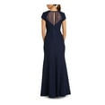 thumbnail image 2 of NIGHTWAY Womens Navy Slitted Glitter Zippered Lined Short Sleeve Crew Neck Full-Length Evening Gown Dress Petites 10P, 2 of 2