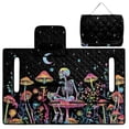thumbnail image 3 of SEANATIVE Golf Cart Seat Covers for 2-Person Seats, Suitable for EZGO, Yamaha, Club Car and More, Scratch-resistant All Weather Golf Cart Accessory, Skeleton Mushroom Floral Moon Black, 3 of 7