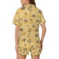 thumbnail image 2 of SKQIT Ensembles de Pyjama à Manches Courtes pour Femmes, 2 Pcs Imprimé Mignon Chemise Boutonnée en Satin Doux et Shorts, 2 of 8