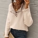 thumbnail image 3 of Jersey de punto con volantes para mujer, suéter de manga larga con cuello en V y botones, Top para primavera y otoño, 3 of 6