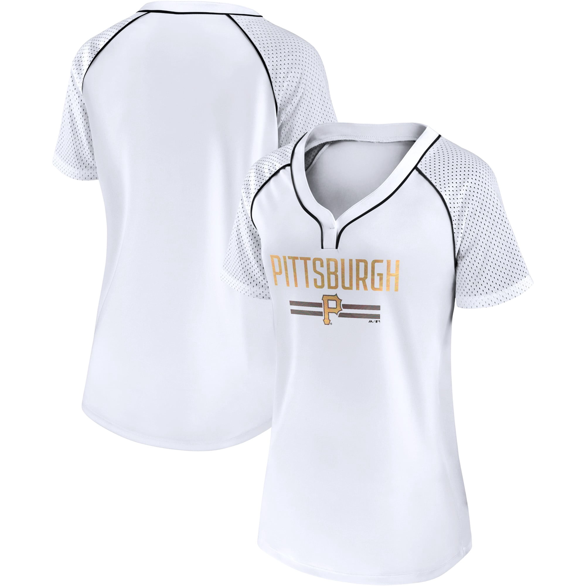 Women's Fanatics White Pittsburgh Pirates Play Calling Raglan V-Neck T-Shirt