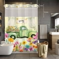 thumbnail image 5 of Spring Floral No Hooks Shower Curtain with Snap-in Liner Oil Painting Flowers Watercolor Farm Green Truck Shower Curtains for Bathroom, Waterproof, Easy Install, Washable 48"x72", 5 of 9
