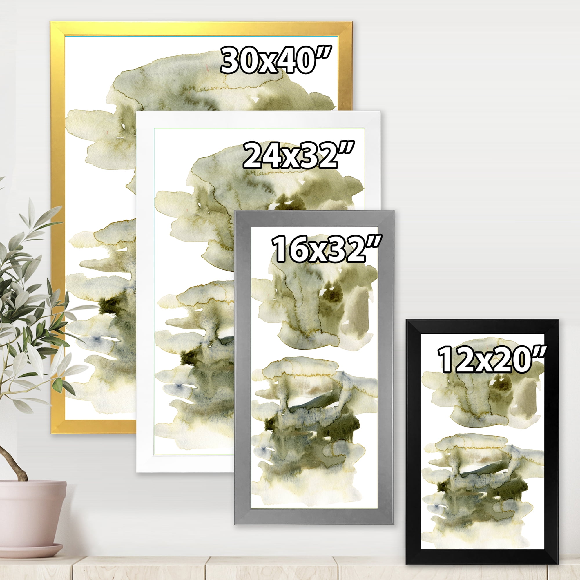 Designart 'Abstract Clouds In Dark Green II' Modern Framed Art Print