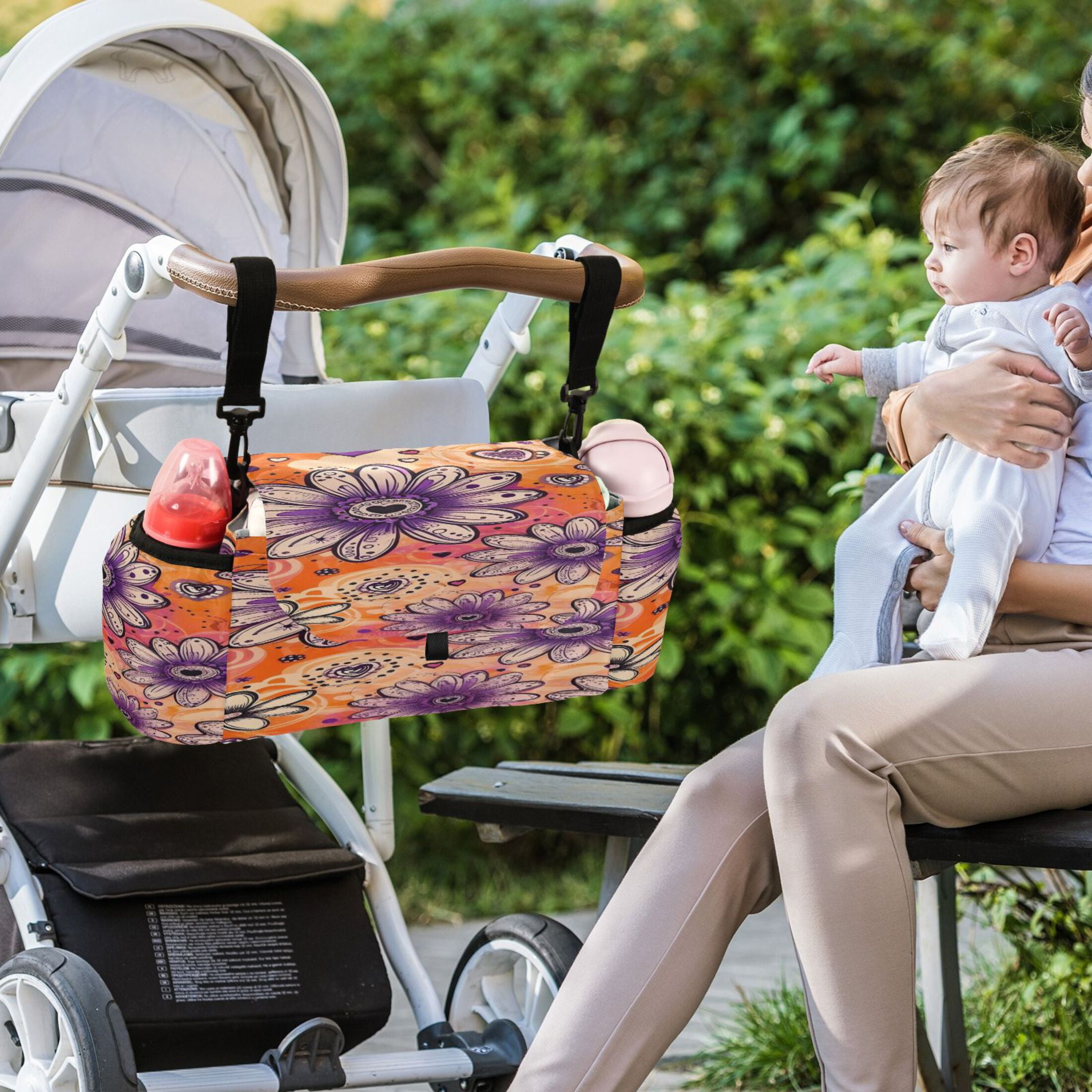 DIXRUYEE Stroller Organizer Love Blooms Printed