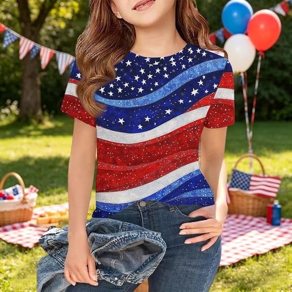 CCRFTGI 250 Anniversary Usa Flag Shirts for Kids Boys Girls Size 7 Patriotic Cute Tops 4th Of July American Flag Stars Striped Tshirt Red White and Blue Summer Tops 1776 T-Shirts Red 7-8 Years