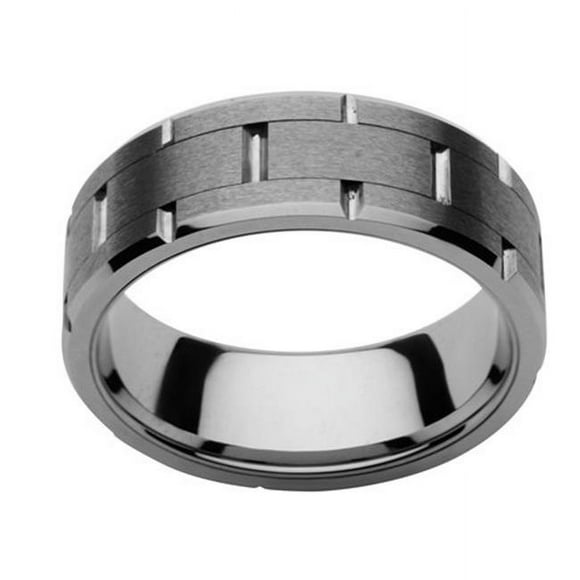 Inox Jewelry FR2124-12 Tungsten Carbide & Ceramic Stainless Steel Ring - 12 in.
