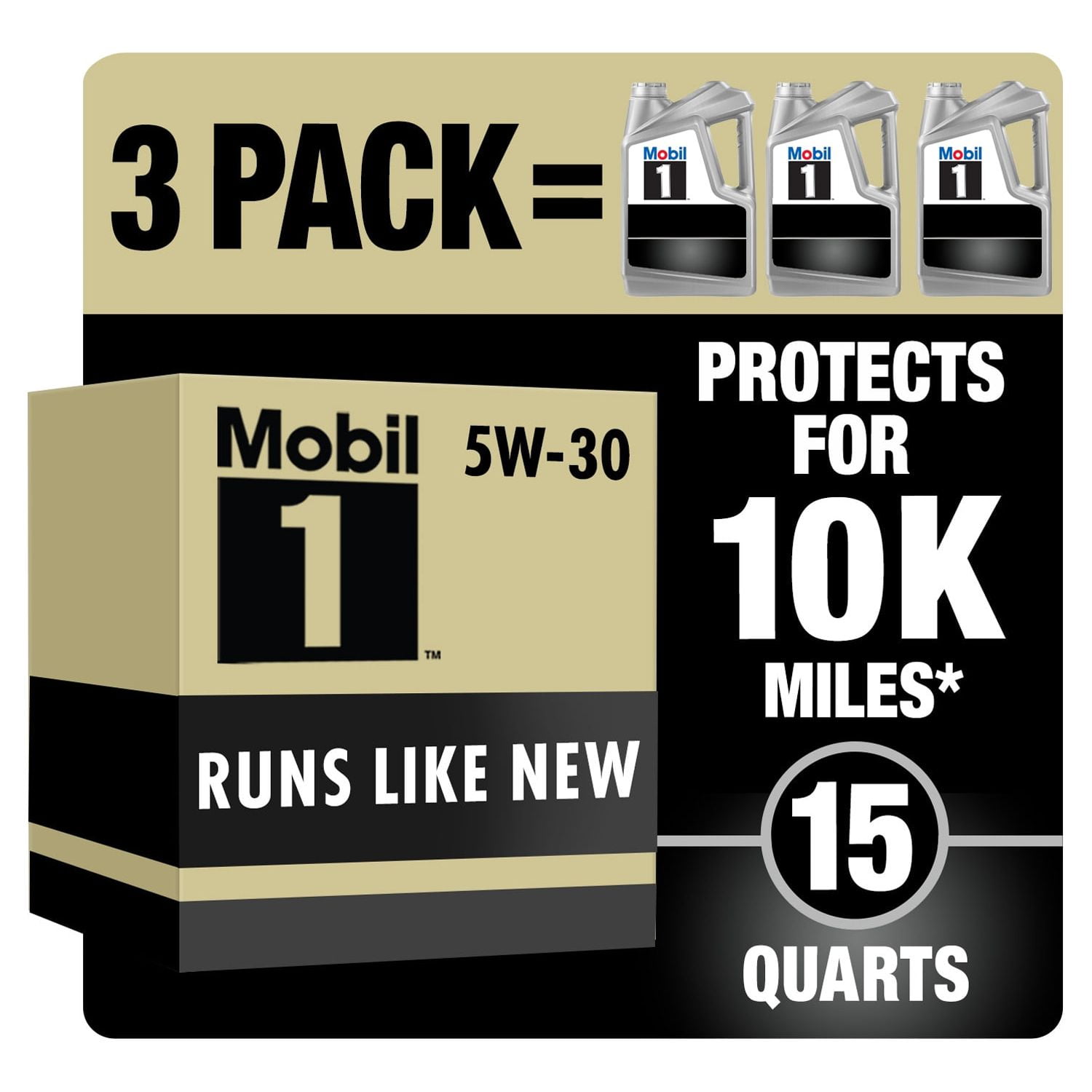 4 pack) Mobil 1 Advanced Full Synthetic Motor Oil 5W-30, 5 Quart