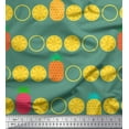 thumbnail image 1 of Soimoi Green Rayon Fabric Pine & Lemon Slices Fruits Printed Fabric 1 Yard 42 Inch Wide, 1 of 5