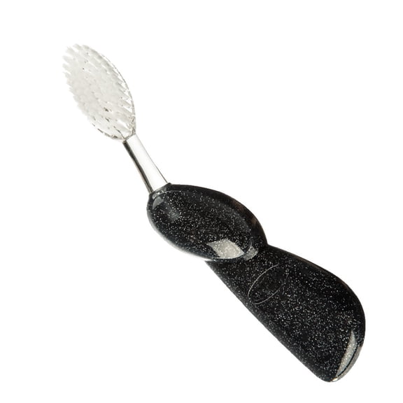 RADIUS Toothbrush Big Brush with Replaceable Head, Righ Hand, Soft in Black Sparkle, BPA Free and ADA Accepted, Designed to Improve Gum Health and Reduce The Risk of Gum Disease