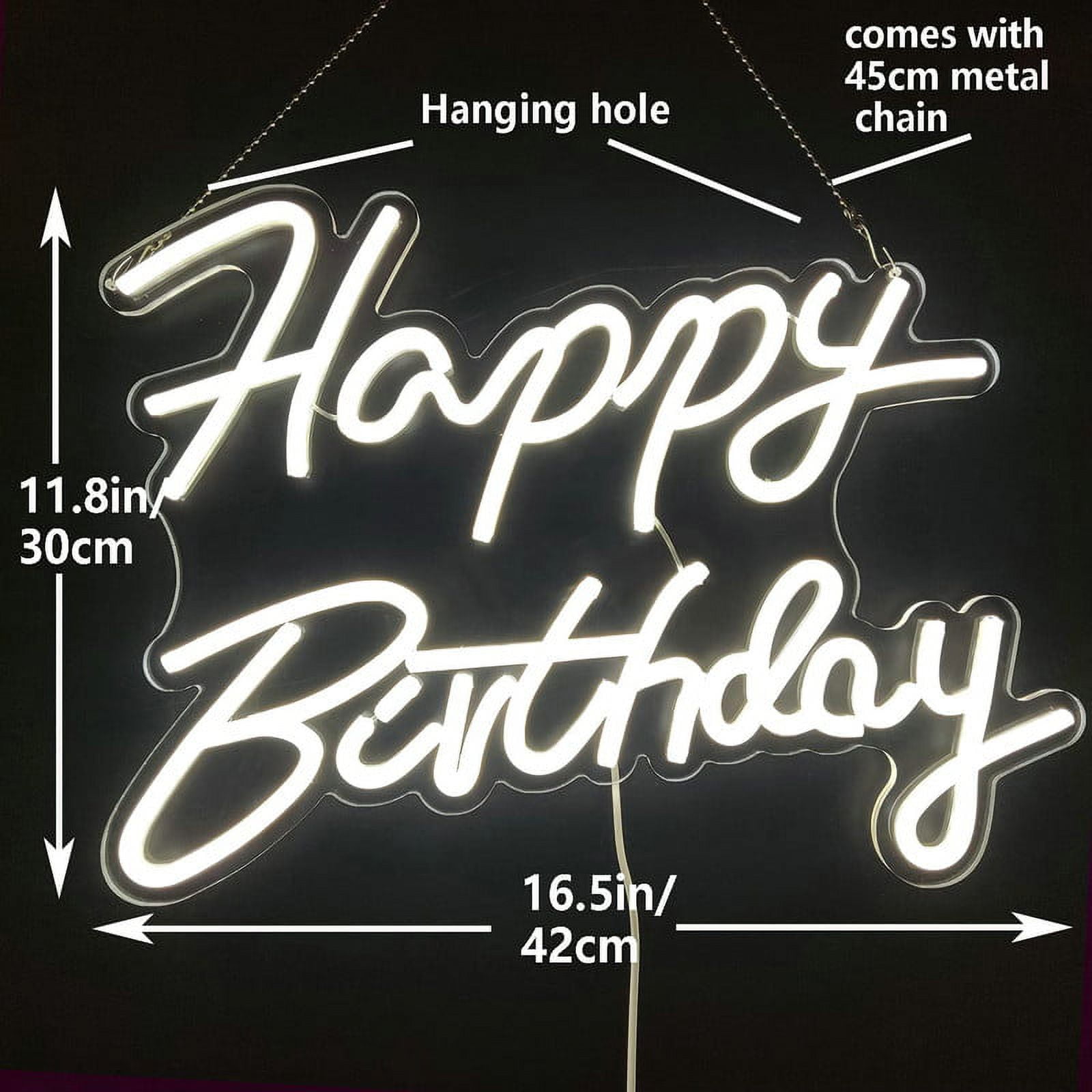 Wanxing Happy Birthday LED Neon Light Signs USB Power for Home Bedroom Bar  Birthday Party Decoration 
