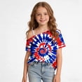 thumbnail image 4 of WPPGONE Patriotic T Shirt for Girls One Shoulder One Shoulder Short Sleeve Toddler Loose Fit 4th of July Tops Stars Red White and Blue Design American Flag Shirts USA Summer Clothes, 4 of 9