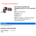 thumbnail image 2 of Rear Brake Pad and Rotor Kit - Compatible with 2010 - 2015 Land Rover LR4 2011 2012 2013 2014, 2 of 2