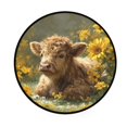 thumbnail image 2 of 36.2 Inch Round Floor Mat Cow Lying in Sunflowers Carpet Decor Rug for Living Room Bedroom, 2 of 6