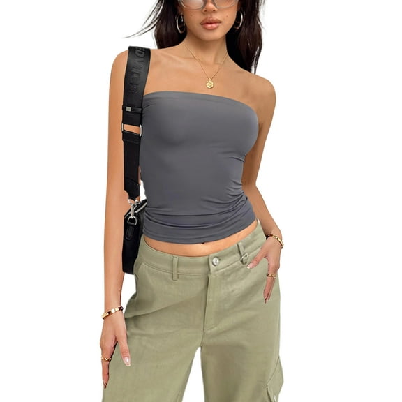 Lnzyyephy Women Tube Top, Strapless Backless Solid Slim Fit Summer Ladies Vest for Club Party