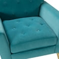 thumbnail image 7 of Button Tufted Accent Chair, Velvet Club Armchair, Living Room Chair with Padded Seat and Back for Living Room, Bedroom and Apartment, Blue, 7 of 7