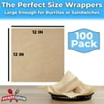 thumbnail image 5 of Avant Grub 12" x 12" Kraft Eco Friendly Paper, Grease Proof Deli Wrap, 100 Pack, 5 of 7