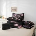thumbnail image 4 of 3D Geometric Bed in a Bag 7pcs Abstract Aesthetic Bedding Set, Black and Pink Queen Size Comforter Set Glowing Futuristic Cubes Bedding Comforter Sets, Neon Grid Bed Set, 4 of 5