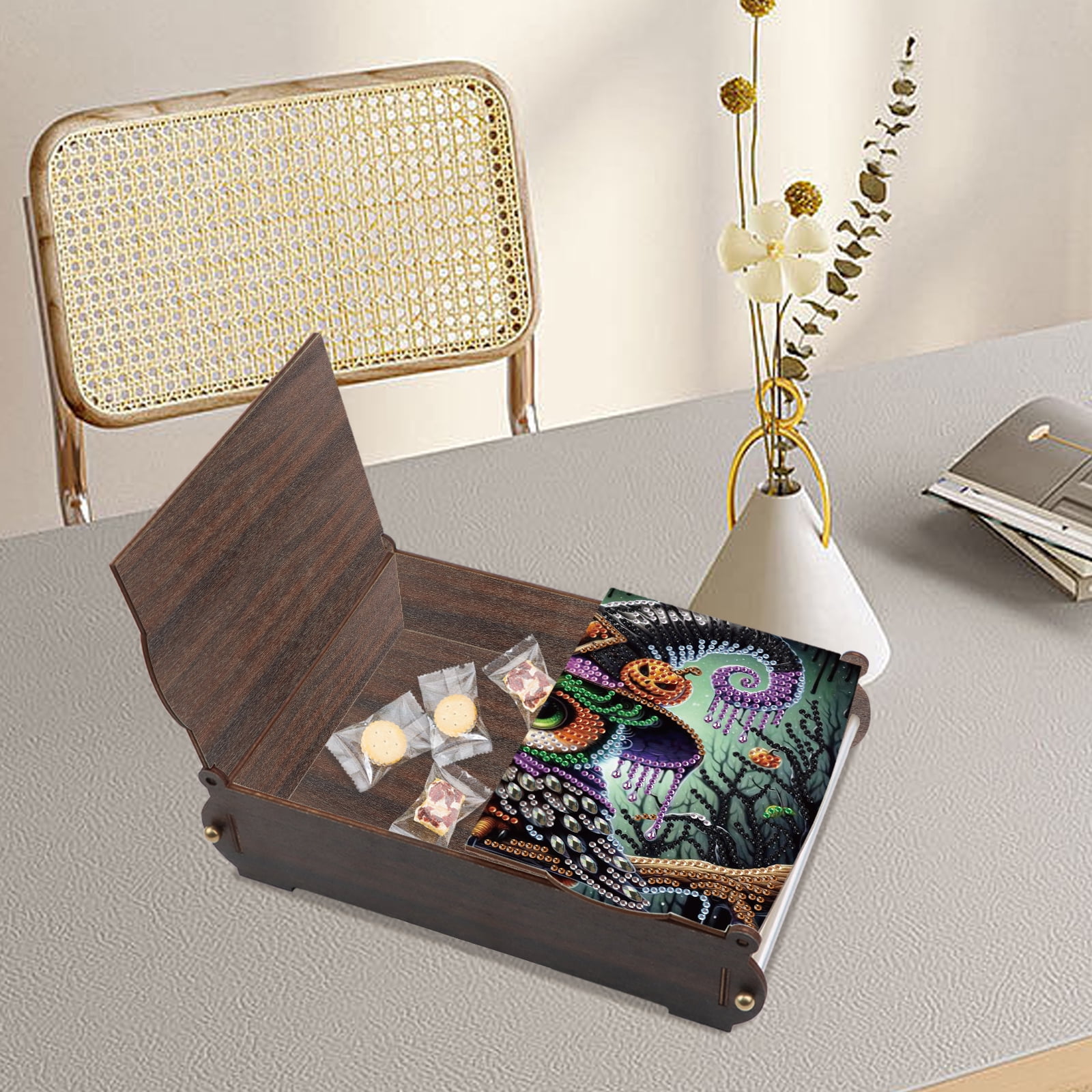 Diamond Painting Kit Storage Box, Halloween Owl DIY Multi-Purpose Craft Storage Box, Suitable for Home Office Holiday Gifts