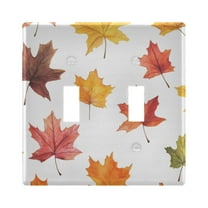 Yayeee Toggle Light Switch Wall Plate 2-Gang 4.56"x4.48" Decorative Outlet Cover, White Autumn Leaves
