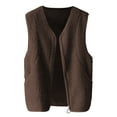 thumbnail image 6 of Fiaer Womnes Vest Full Zip up Oversized Tanks Sleeveless Solid Color Warm V Neck Loose Fit Tops with Pockets Coffee M, 6 of 6