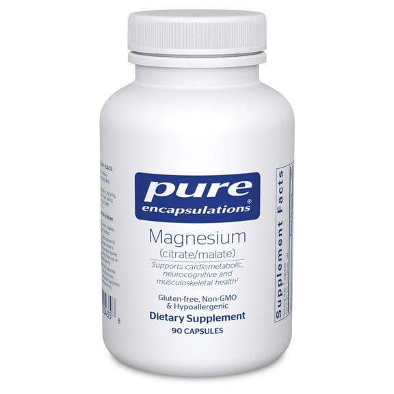 Pure Encapsulations Magnesium (Citrate/Malate) - Magnesium Supplement to Support Nutrient Utilization, Energy, Bones & Heart Health* - With Magnesium Citrate & Malate - 90 Capsules