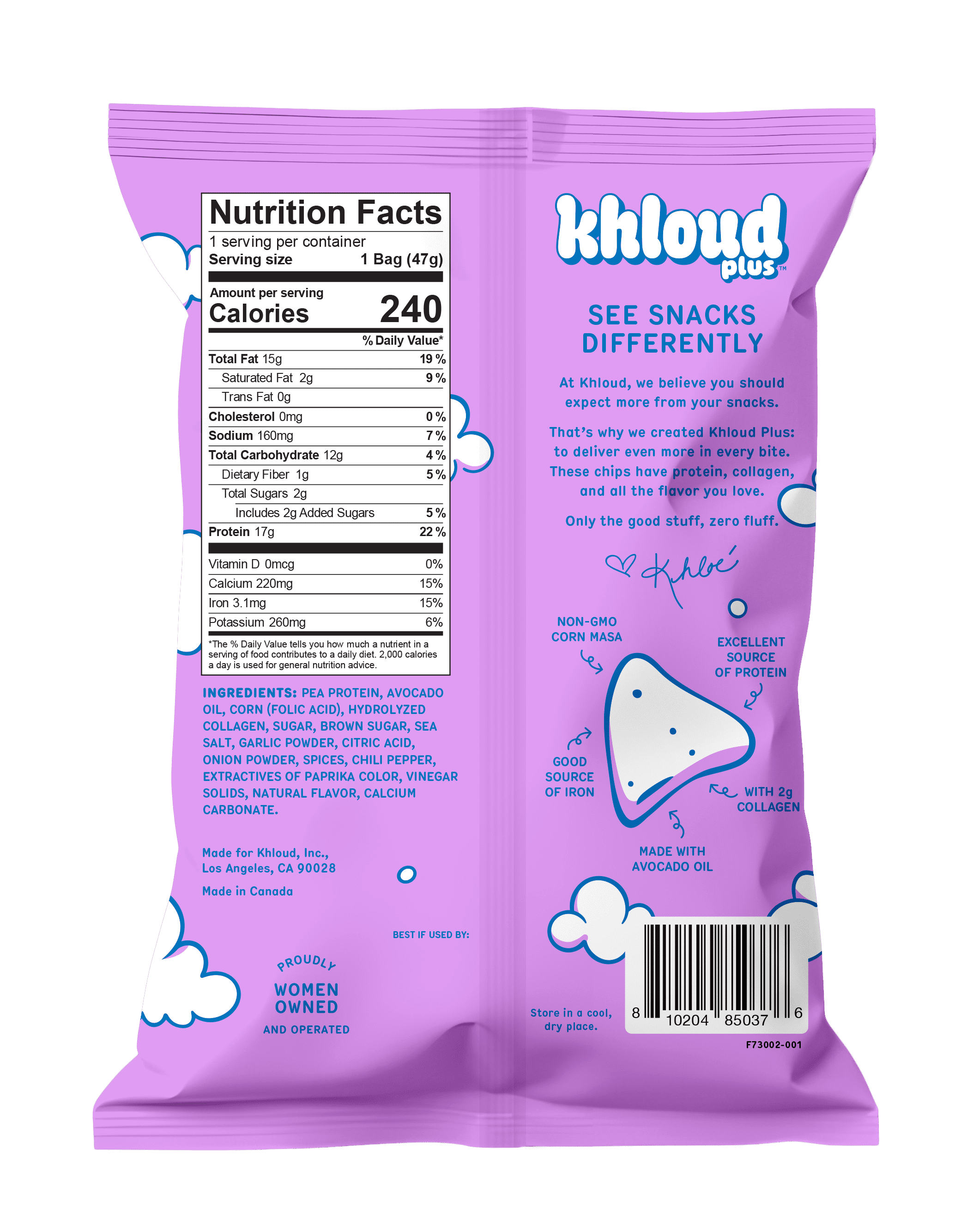 Khloud Plus Sweet Heat Protein Tortilla Chips with Collagen 1.6oz