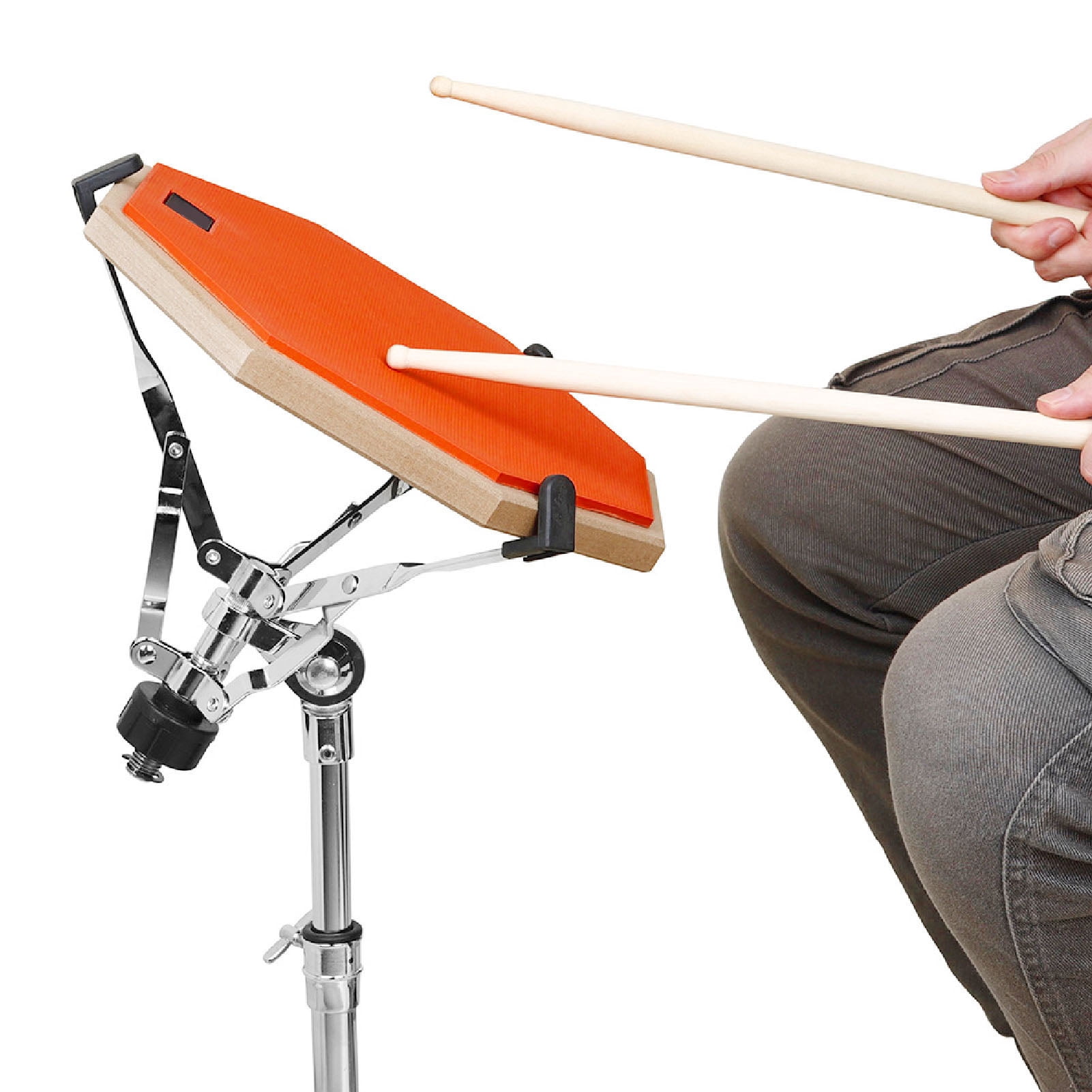 Riousery 12-Inch Silent Drum Practice Pad Bundle Includes Two Pairs Drumsticks (12" / 30.48cm) Premium Rubber Percussion Mat for Professional Rhythm Building and Quiet Nighttime Practice, Orange