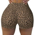 thumbnail image 2 of Haiem Brown Leopard No Front Seam Biker Shorts for Women Yoga Workout Gym Bike Shorts with Tummy Control Moisture-Wicking-Large, 2 of 9