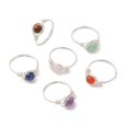 thumbnail image 2 of Round Natural Amethyst/Green Aventurine/Carnelian/Rose Quartz/Tiger Eye/Lazuli Finger Ring Copper Wire Wrap Jewelry for Women 8mm Inner Diameter: 18mm, 2 of 6