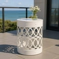 thumbnail image 2 of Homy Casa Outdoor Patio Side Table – Modern Metal Accent End Table for Balcony, Porch & Garden, White, 2 of 8