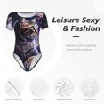 thumbnail image 4 of Kdxio Purple Moon Cat for Women's Short-Sleeved Onesie Stylish Round Neck Pajamas Bodysuit Jumpsuit Nightwear-XX-Large, 4 of 7