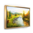 thumbnail image 3 of Designart 'Autumn Landscape With Forest River and Mountains' Lake House Framed Canvas Wall Art Print, 3 of 5