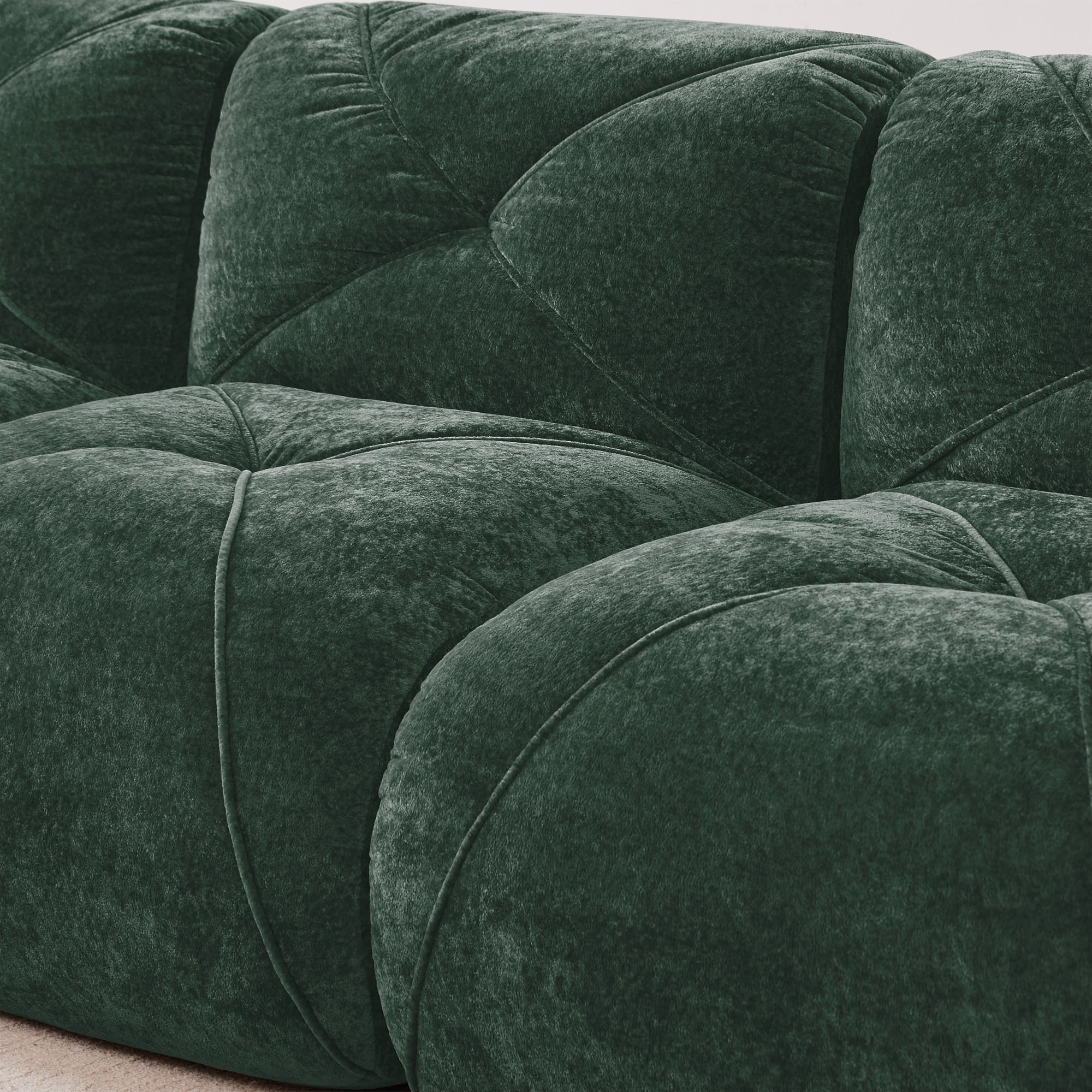 Aukfa Velvet Tufted Modular Sectional Sofa, 80" Boneless Loveseat for Living Room, Green