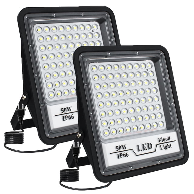 2PCS 50W Reflector Led Exterior, BOSITE 6500K 6000LM Luz de Inundación, Impermeable IP66 Luces LED Blanco para exterior, Patio, Jardin, Garaje, Etc