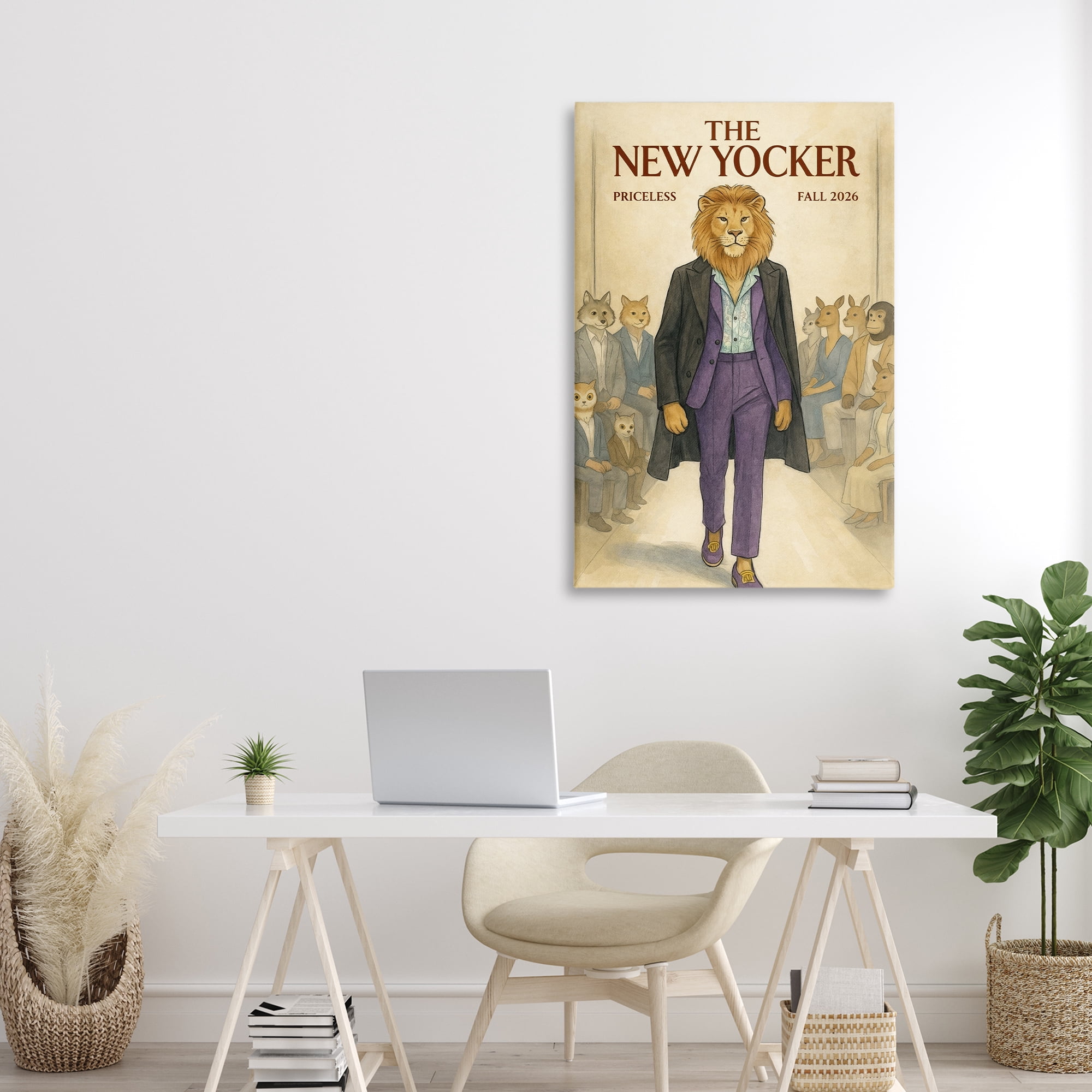 Stupell Industries New Yocker Lion Model Canvas Wall Art, design by Grotto Studios