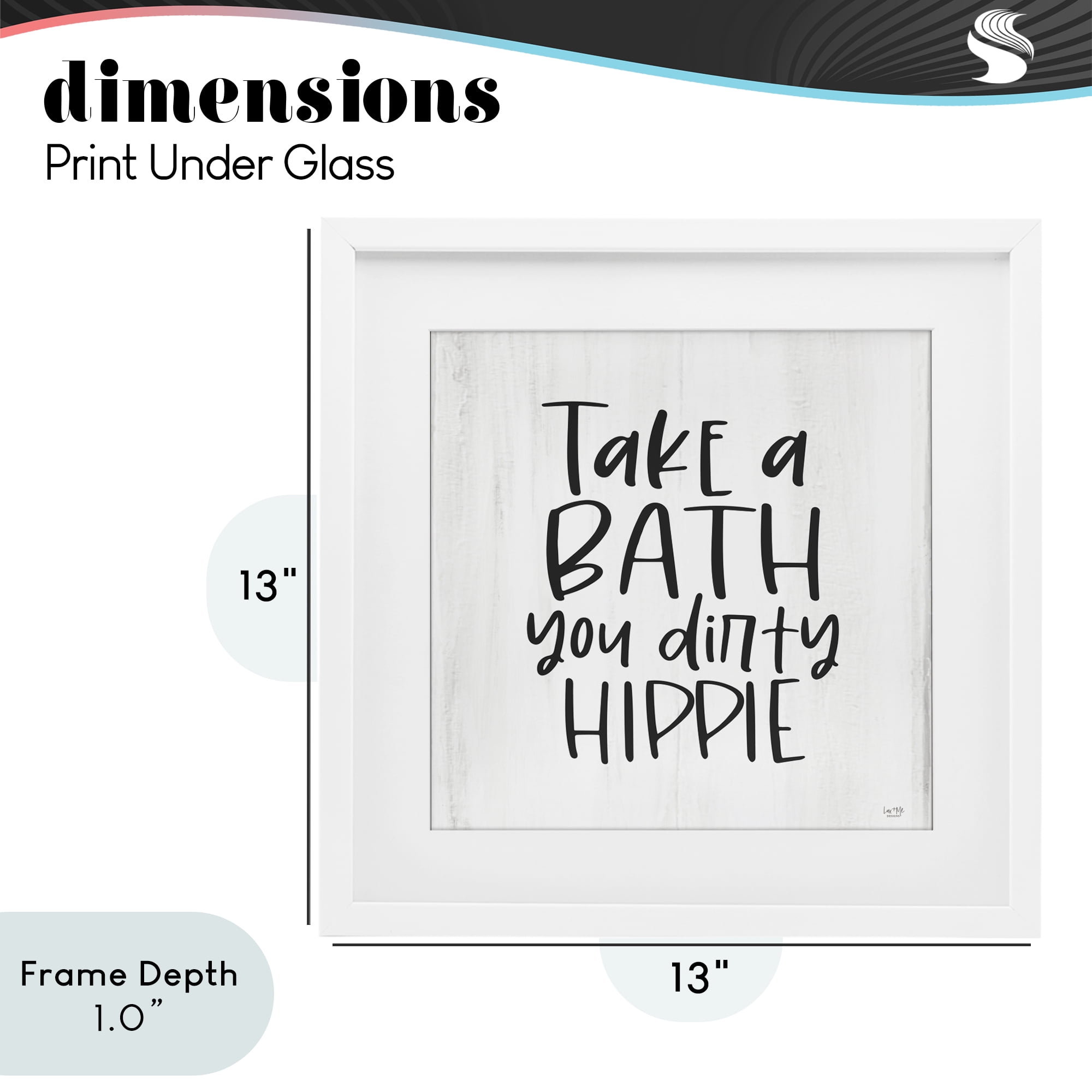 Stupell Industries Take A Bath Dirty Hippie White Framed Print Under Glass, design by Lux + Me Designs