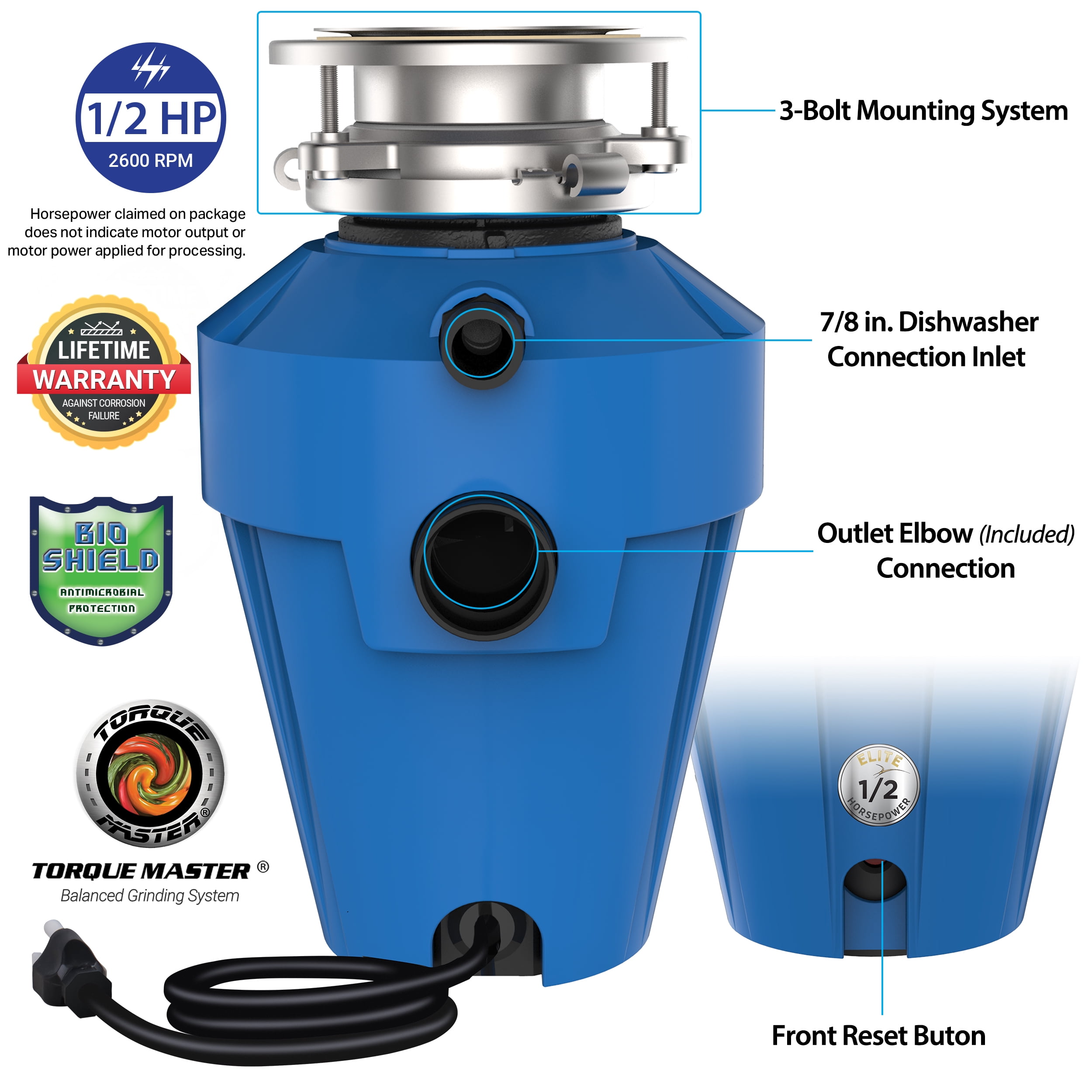 American Standard Elite Mid-Duty 1/2 HP Garbage Disposal ASE-70