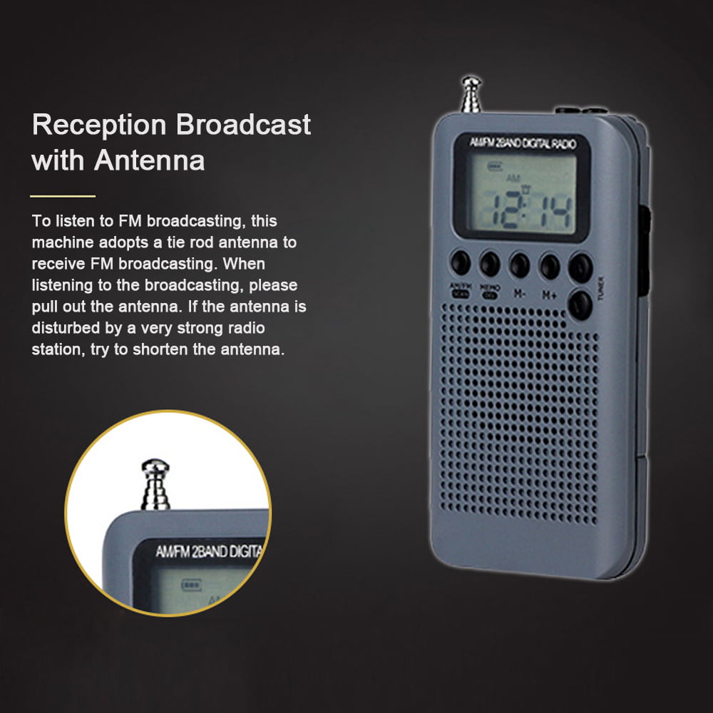 AM/FM Stereo Radio Pocket 2Band Digital Tuning Radio Mini Receiver LCD Headphone 